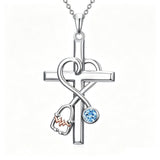 14K Gold Plated  Birthstone Stethoscope Cross Necklace Graduation Gifts for Women RN