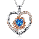 14K Gold Plated  Birthstone Rose Flower Necklaces for Women