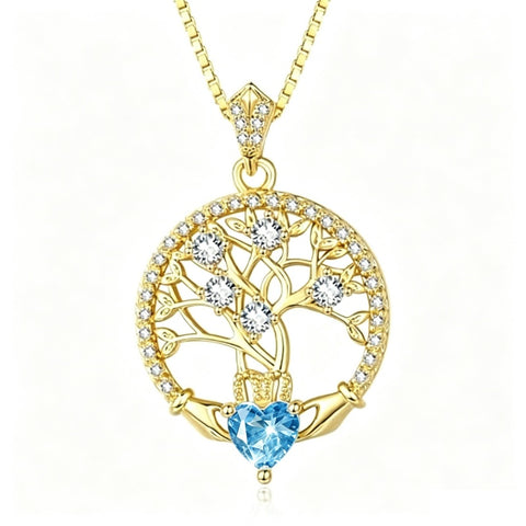 14K Gold Plated  Birthstone Tree of Life Necklaces for Women