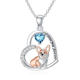 14K Gold Birthstone Corgi Pendant Necklace