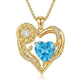14K Gold Plated Birthstone  Sunflower Pendant Necklace for Women  Anniversary Christmas Birthday Gift