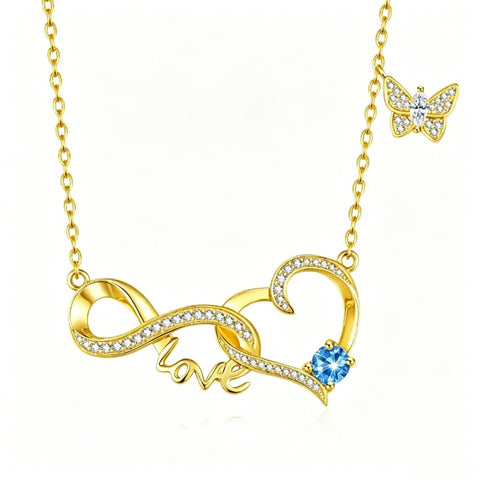 14K Gold Plated Birthstone Infinity Butterfly Necklace for Women