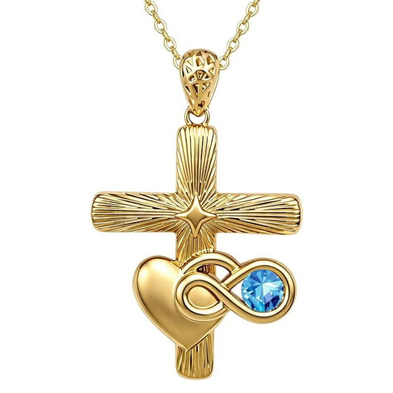 14K Gold Plated Cubic Zirconia Infinity Heart Pendant Necklace for Women