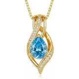 14K Gold Plated  Teardrop Birthstone Infinity Pendant Necklace for Women
