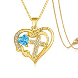 14K Gold Plated Heart Birthstone Infinity Cross Butterfly Necklace for Women