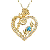 14K Gold Plated Heart Birthstone Rose Mom Butterfly Pendant Necklace for Women