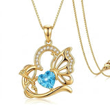 14K Gold Plated Heart Birthstone Infinity Cross Butterfly Necklace for Women