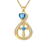 14K Gold Plated Infinity Birthstone  Butterfly Cross Necklace for Women