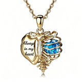14K Gold Plated  Heart Birthstone Skeleton Necklace With Engraved