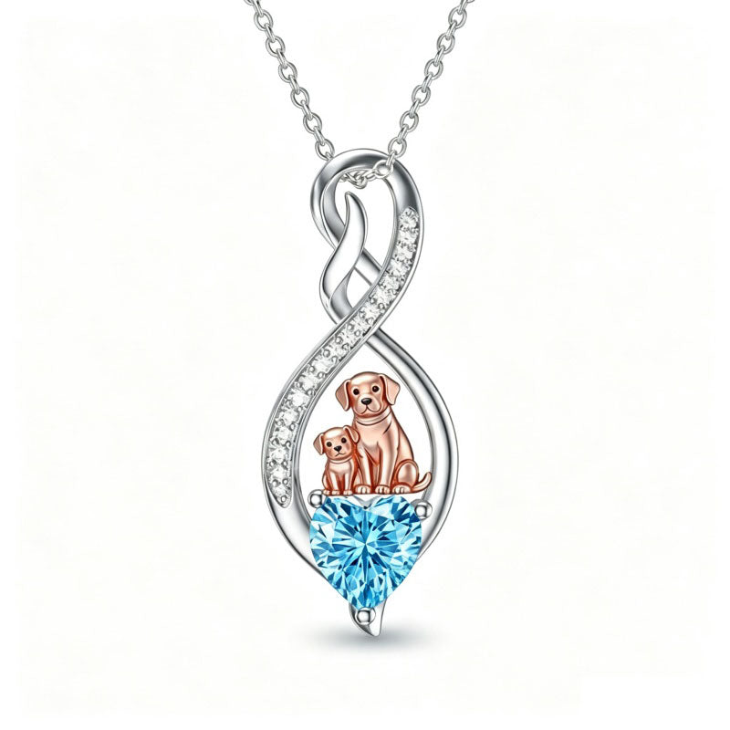 Sterling Silver 12 Month Birthstone Infinity Heart Animal Pendant Necklace Christmas Birthday Jewelry Gift