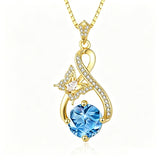 14K Gold Plated Birthstone Infinity Butterfly Necklace for Women