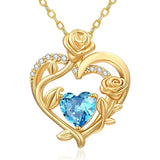 Sterling Silver Birthstone Rose Necklace for Women