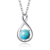 10K 14K 18K  White Gold Round Birthstone Infinity Necklace Mothers Day Gift