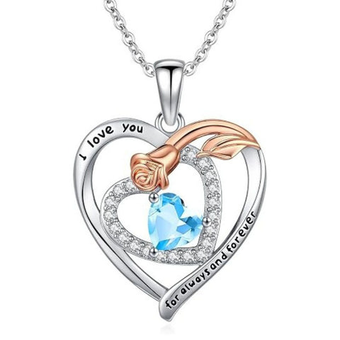 14K Gold Plated  Birthstone Rose Flower Necklaces for Women