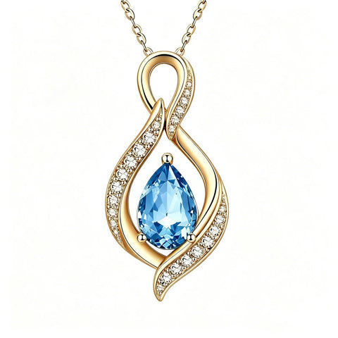 14K Gold Plated  Birthstone Infinity Symbol Pendant  Necklace Anniversary Christmas Birthday Jewelry Gift