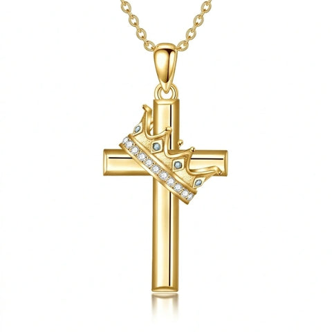 14K Gold Plated Birthstone Infinity  Cross Pendant NecklaceJewelry for Women