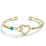 14K Gold Plated Birthstone Infinity Heart Bangle Bracelet for Women