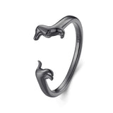 Sterling Silver Dachshund Adjustable Animal Ring