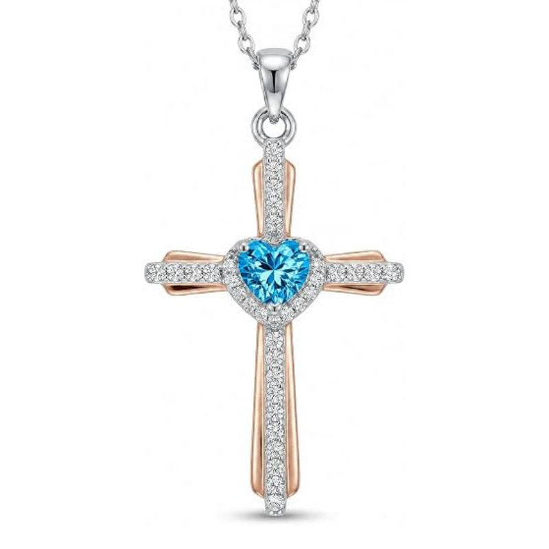 14K Gold Plated Birthstone Cross Necklace for Women  Protection Jewelry