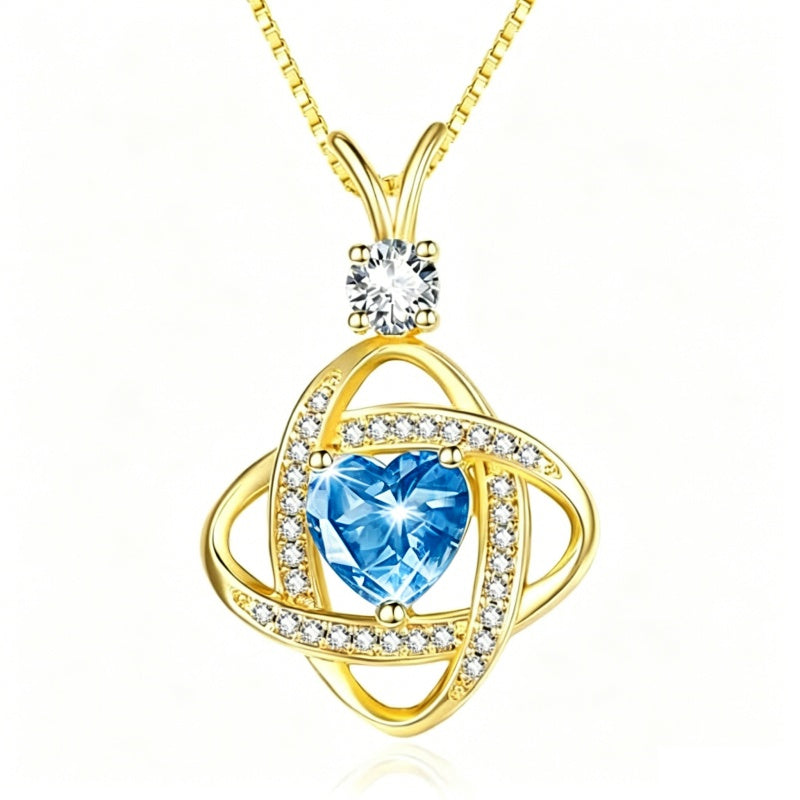 14K Gold Plated Heart Birthstone Infinity Pendant Necklace for Women Anniversary Christmas Birthday Gifts