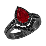 Sterling Silver 3.0CT Pear-Shaped Wedding  Engagement Ring Set For Women