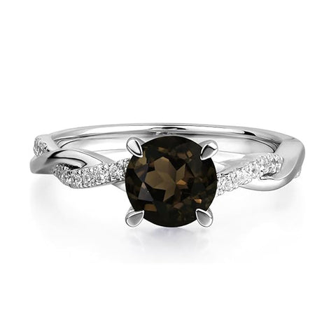 Sterling Silver 7x7mm Round Cut Gemstone Twist Infinity Engagement Ring for Women