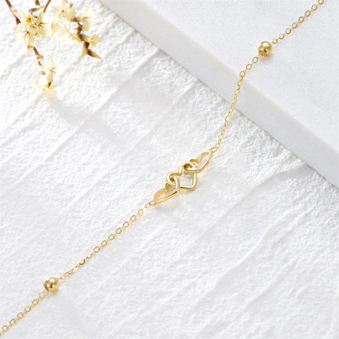 10K Real Gold Three Hearts Bracelets Jewelry Gifts For Women Girls