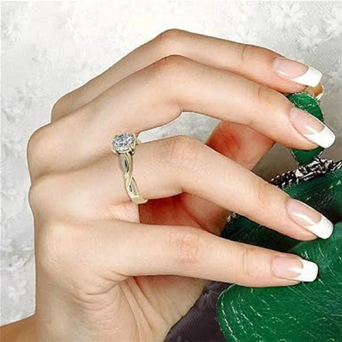 Sterling Silver Moissanite Couple Engagement Ring