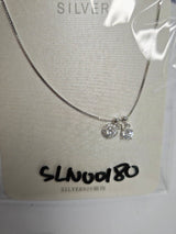 925 Sterling Silver Elegant Silver Zircon Pendant Necklace With Dual Charm Design