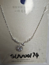 925 Sterling Silver Elegant Zircon Halo Necklace: Timeless Luxury With Sparkling Accents