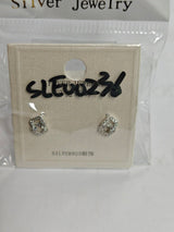 925 Sterling Silver Elegant Square Zircon Stud Earrings With Hollow Design