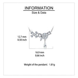 925 Sterling Silver Elegant Floral Zircon Necklace With Delicate Chain And Teardrop Pendant