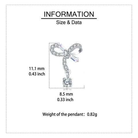 925 Sterling Silver Elegant Silver Bow Zircon Drop Earrings