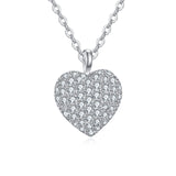 925 Sterling Silver Elegant Heart-shaped Zircon Pavé Pendant Necklace In Sterling Silver