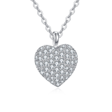 925 Sterling Silver Elegant Heart-shaped Zircon Pavé Pendant Necklace In Sterling Silver