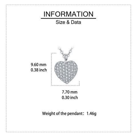 925 Sterling Silver Elegant Heart-shaped Zircon Pavé Pendant Necklace In Sterling Silver