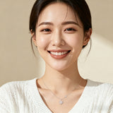 925 Sterling Silver Elegant Silver Double Starburst Necklace With Crystal-emblazoned Pendants