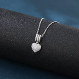925 Sterling Silver Elegant Zircon Heart Pendant Necklace With Silver Chain And Luxury Jewelry Design