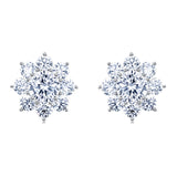 925 Sterling Silver Elegant Floral Moissanite Cluster Earrings – Luxury Jewelry