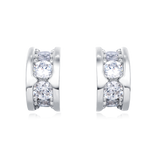 925 Sterling Silver Elegant Silver Triple Row Moissanite Hoop Stud Earrings