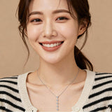 925 Sterling Silver Elegant Five-moissanite Vertical Pendant Necklace