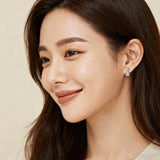 925 Sterling Silver Elegant Double Moissanite Silver Stud Drop Earrings