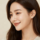 925 Sterling Silver Elegant Butterfly Crystal Stud Earrings With Gold Accents