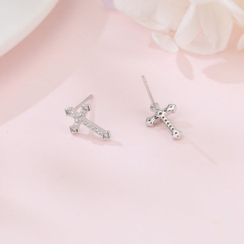 925 Sterling Silver Elegant Zircon Cross Earrings In Sterling Silver: Timeless Design For Everyday Elegance
