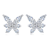 925 Sterling Silver Elegant Butterfly Marquise Zircon Earrings In Plated with White Gold