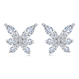925 Sterling Silver Elegant Butterfly Marquise Zircon Earrings In Plated with White Gold