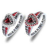 Sterling Silver Personalized Birthstone Engraved Class Rings for Women, College Senior High School Ring