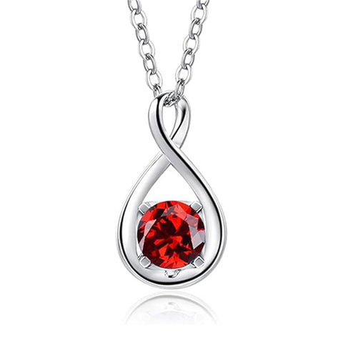 10K 14K 18K  White Gold Round Birthstone Infinity Necklace Mothers Day Gift
