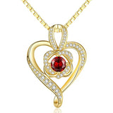 Sterling Silver Round Birthstone Necklace for Women