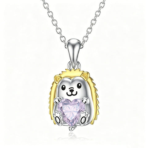 Sterling Silver 12 Month Birthstones Hedgehog Pug Fox Otter Pendant Necklace Gifts for  Birthday, Christmas, Graduation